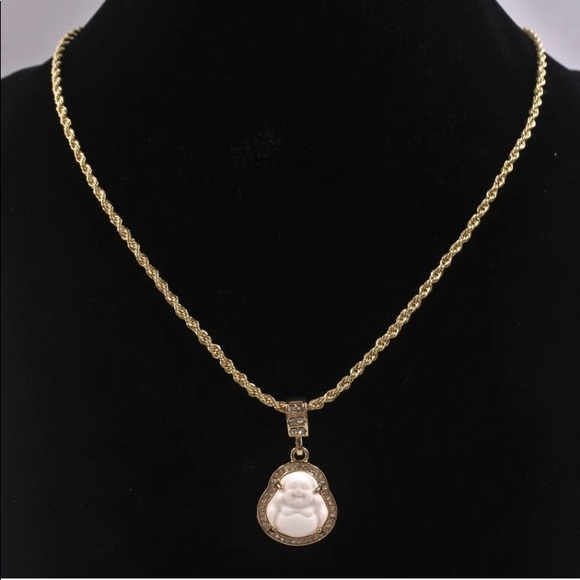 Laughing Buddha With Gold Twisted Chain - Picture 3 of 11